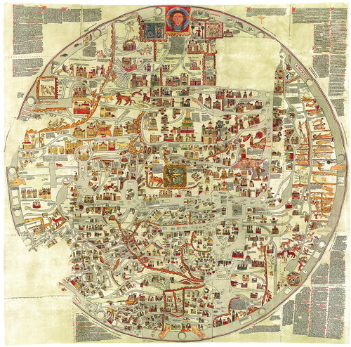 Figure 2. The Ebstorf mappa mundi (c.1300) (digital composite derived from colour reproduction of the original 30 parchment sections, c.360 × 360 cm). Reproduced courtesy of Leuphana University Lüneburg.