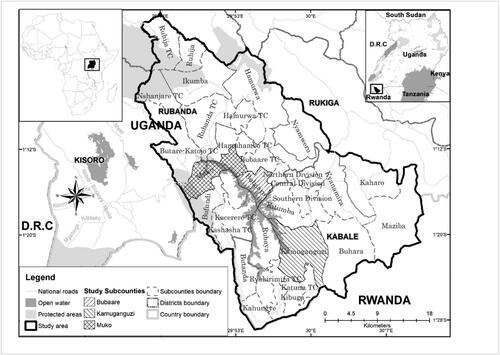 Figure 2. Rubanda and Kabale districts in southwestern Uganda.