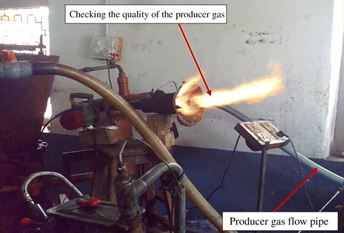 Figure 5 Flaring for checking the quality of the producer gas.