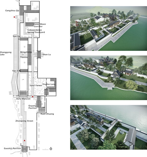 Figure 7. The general plan of the entrance and the aerial view.