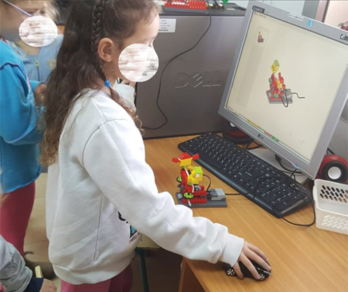 Figure 1. Robotics play area in the kindergarten (here with the lego robotics equipment).