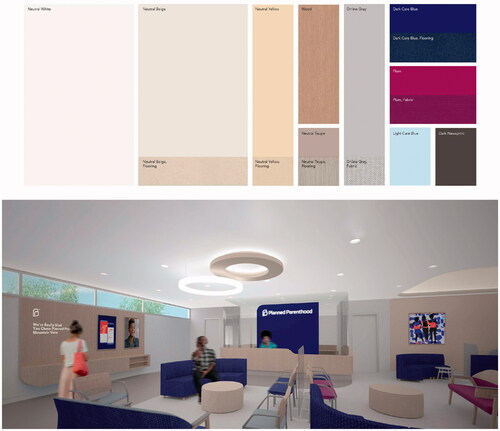 Figure 5. Script Architecture and Studio Loutsis, “Materials Palette and Waiting Room” in Planned Parenthood Design Guidelines. 2020, © Planned Parenthood Federation of America.