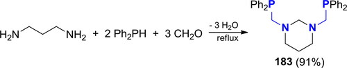 Scheme 109. Reaction of 1,3-diaminopropane with Ph2PH and p-CH2O (1:2:3).[Citation371]