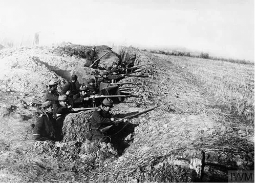 Figure 9. World War I trench packed with allied troops