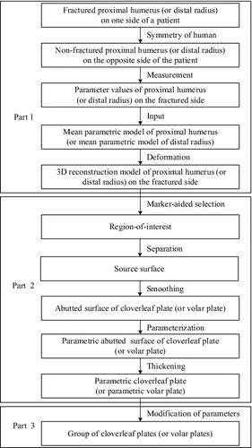 Figure 1. The work flow of designing fixation plates for fractured bones.