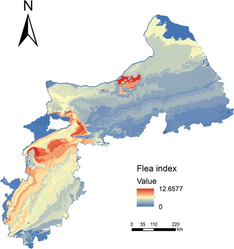 Figure 5. Spatial distribution map of flea index based on environment similarity method.