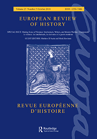 Cover image for European Review of History: Revue européenne d'histoire, Volume 25, Issue 5, 2018