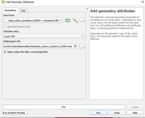 Figure 75. Add geometry columns to an existing or a new shapefile.