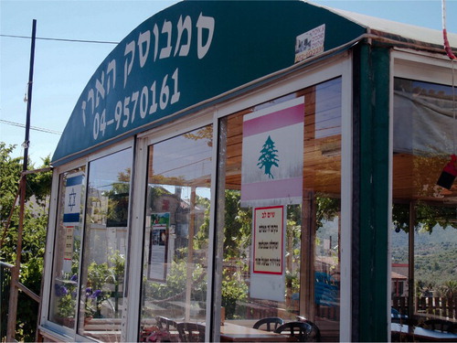 Figure 2. Israeli and Lebanese Flags Displayed at a Sambusek Restaurant in the Village of Hurfeish. Source: the author.