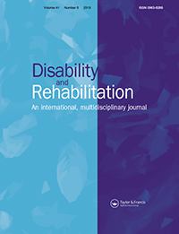 Cover image for Disability and Rehabilitation, Volume 41, Issue 8, 2019