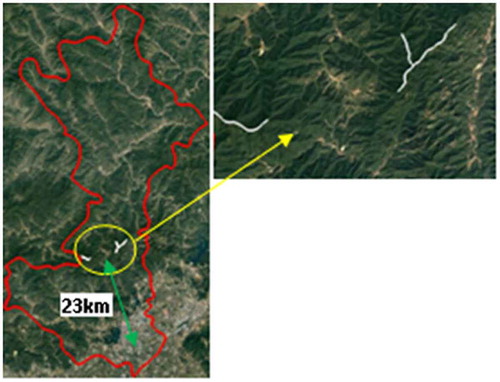 Figure 11. The selected site for distributed wind farm. Source: Ovitalmap Web which is provided free by Beijing Ovital Software Co., Ltd. [http://www.ovital.com/en/introduction/ the original map source can be obtained on http://www.gpsov.com/cn/main.php.].