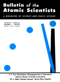 Cover image for Bulletin of the Atomic Scientists, Volume 15, Issue 6, 1959