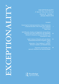 Cover image for Exceptionality, Volume 26, Issue 1, 2018