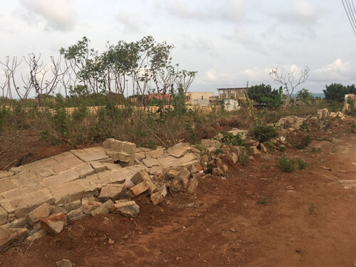 Figure 2. A fence wall pulled down by Landguards.Source: Fieldwork photo, 2018 (By Divine Asafo)