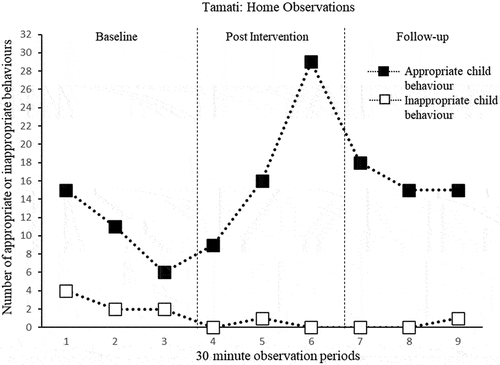 Figure 3. The number of times Tamati engaged in appropriate or inappropriate behaviour when interacting with mother.