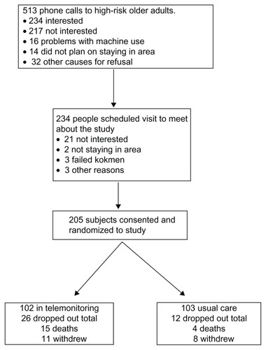 Figure 1 Flow of patients from recruitment to randomization for 205 patients over 60 years.