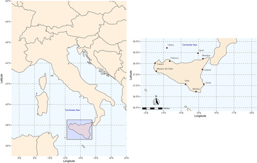 Figure 1. Map of the recovering sites of the loggerhead turtles (Caretta caretta) stranded between 2013 and 2018 in coastal areas of Sicily, Southern Italy.
