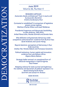 Cover image for Democratization, Volume 26, Issue 4, 2019