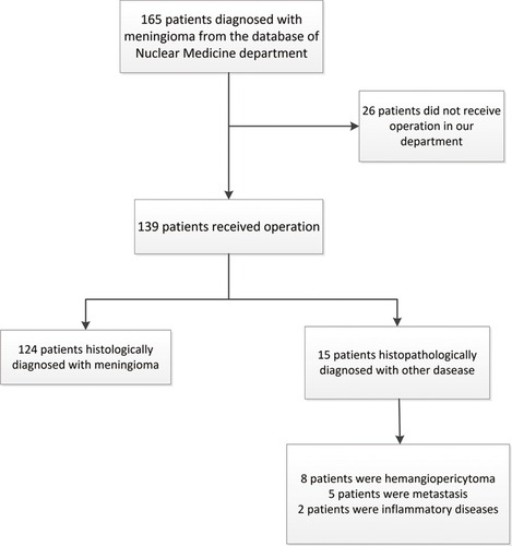 Figure 1 Analysis of meningioma patients using 18F-FDG PET from the database.