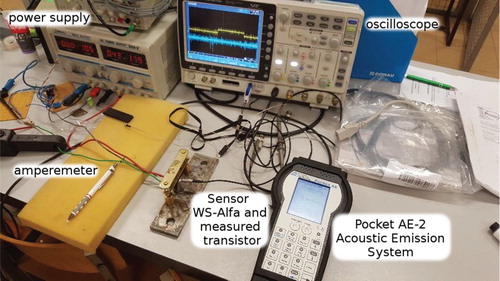 Figure 1. The test rig for recording a signal of AE elastic waves from IGBT transistor switching.