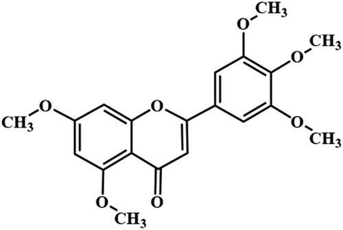 Figure 3. The structure of compound 2 isolated from B. championii. was identified to be 5,7,3′,4′,5′-pentamethoxyflavone.