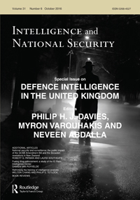 Cover image for Intelligence and National Security, Volume 31, Issue 6, 2016