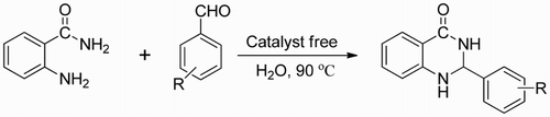 Scheme 1. The synthesis of 2,3-dihydroquinazolin-4(1H)-one derivatives in water.