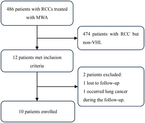 Figure 1. Research flowchart. RCC: renal cell carcinoma; MWA: microwave ablation; VHL: Von Hippel-Lindau disease.