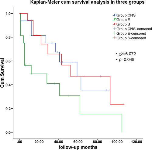 Figure 2 Kaplan-Meier survival analysis in three groups.