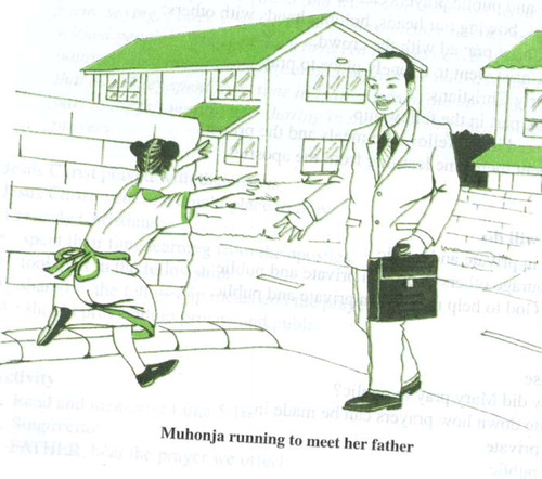 Figure 2. Textbook illustration of father coming home from work.