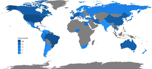Figure 9 Map of country production.