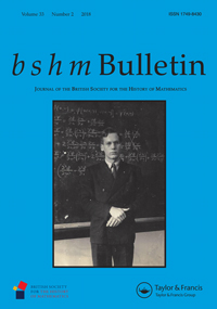 Cover image for British Journal for the History of Mathematics, Volume 33, Issue 2, 2018