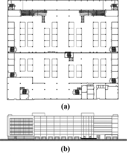 Figure 2. (a): Building plan. (b): Building elevation.