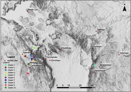 Figure 9. Density-based clusters of cistern locations.