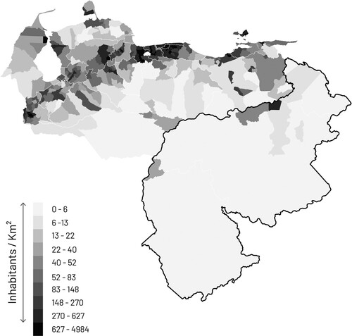 Figure 1. Population density in Venezuela.