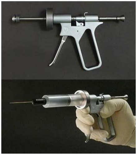 Figure 9 Mechanical injector gun (Tulip®, Tulip Medical Systems, San Diego, CA, USA).