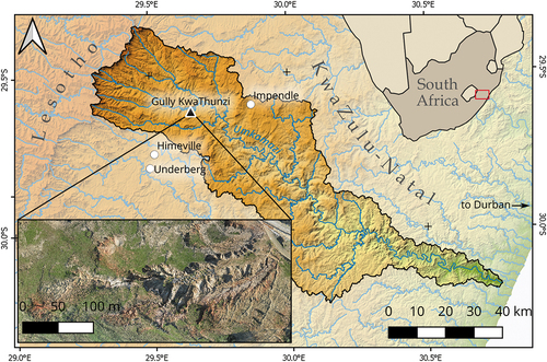 Figure 2. Location of the gully Kwa Thunzi – South Africa.