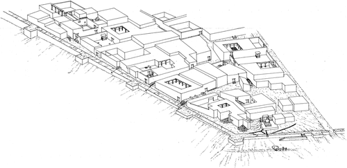 Figure 5. Axonometric restitution of the south-western sector of the city in the 3rd century (updated 2018, F. Martore, © ISMEO).