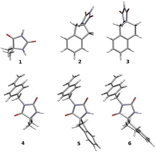 Figure 3. B3LYP/6-311G(d,p) optimized structures of investigated synthesis.