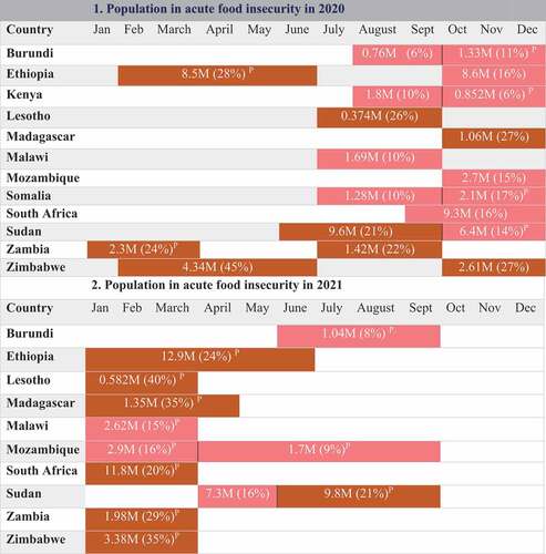 Figure 5. Population under acute food insecurity (in millions).Source: Summarized from IPC analysis of countries (2021)