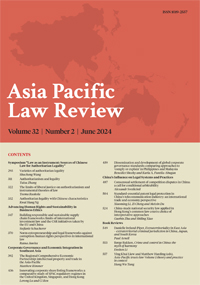 Cover image for Asia Pacific Law Review, Volume 32, Issue 2, 2024