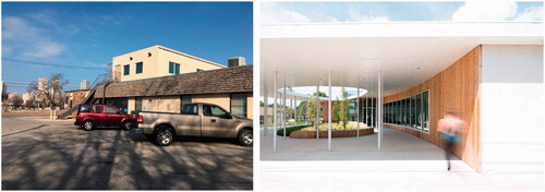 Figure 2. Before and after new construction of the Tulsa, OK healthcare facility entrance. Photography by Script Architecture and James Matherly.