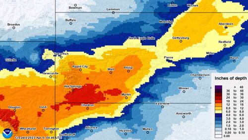 Snowfall map for April 3-5 cyclone.