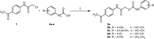 Scheme 2. Synthesis of compounds 5a–e. Reagents and conditions: (i) DMF/Et3N/KI, r.t., reflux for 24 h.
