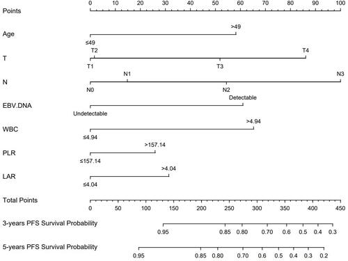 Figure 2 PFS nomogram in the training cohort.