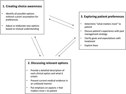 Figure 4. The 3 steps of a shared-decision making process. Reproduced from Graham et al [Citation83] under the terms of the Creative Commons Attribution 4.0 International License.