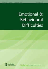 Cover image for Emotional and Behavioural Difficulties, Volume 21, Issue 3, 2016