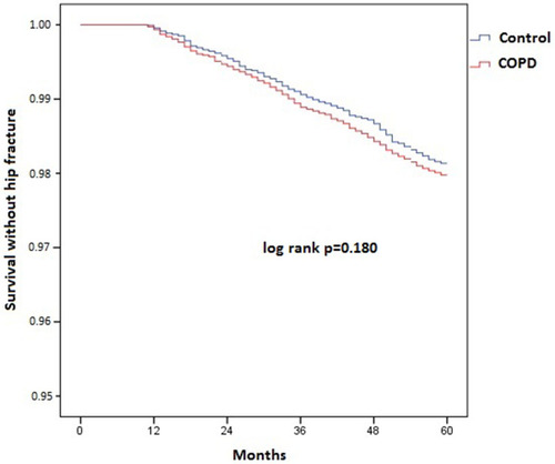 Figure 2 Kaplan–Meier curves of incidence of hip fracture.