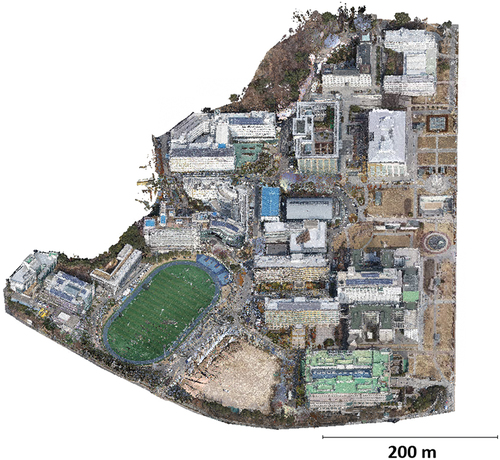 Figure 15. Complete view of the MMS + UAV-based photogrammetry + TLS point cloud.