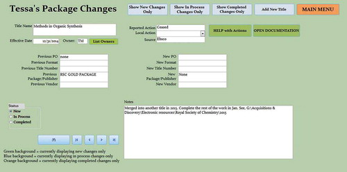 Figure 3. Title within package changes database.